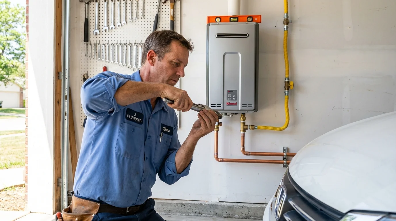 Tankless water heater installation by a Johns Plumbing LLC plumber in Holden
